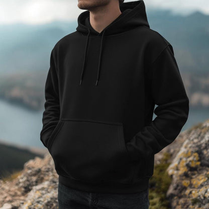 Black Plain Regular Hoodie