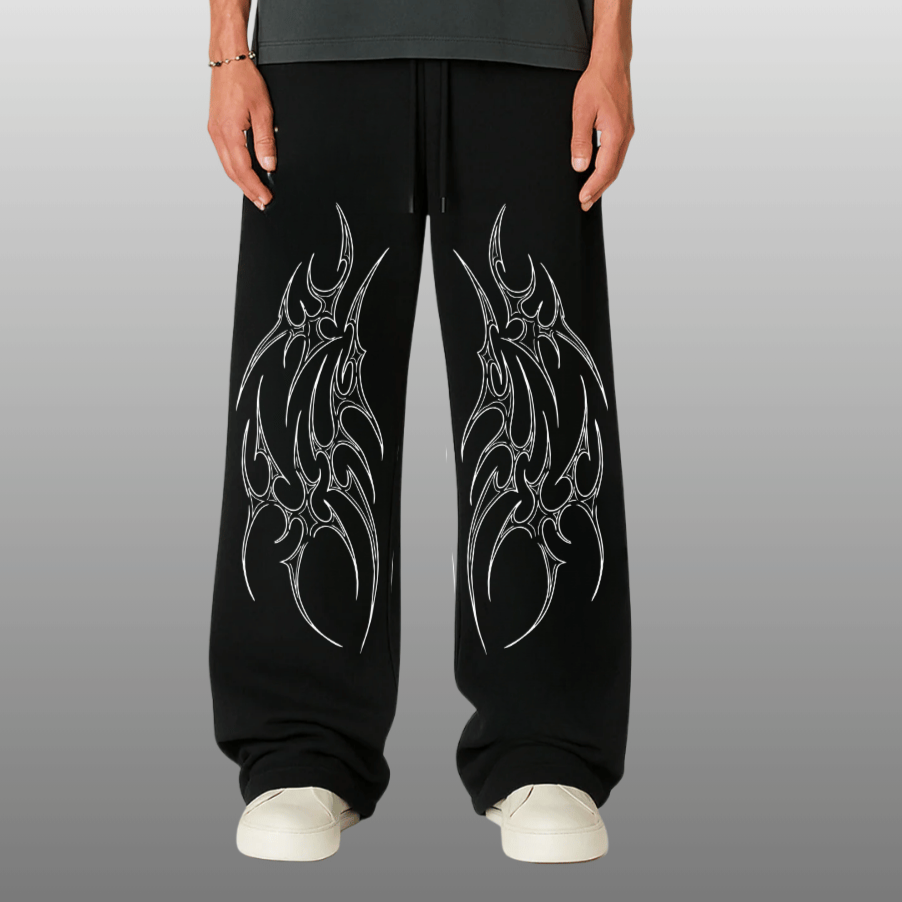 BEXOR BLACK UNISEX STRAIGHT FIT BAGGY PANTS