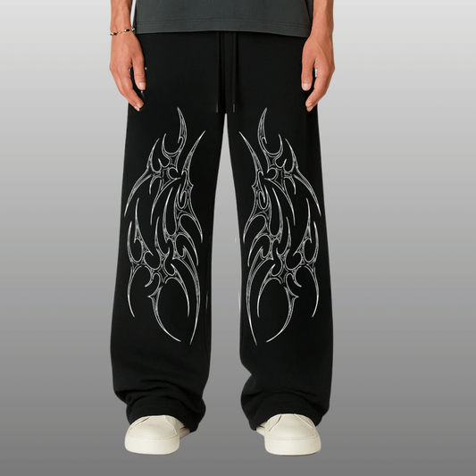 BEXOR BLACK UNISEX STRAIGHT FIT BAGGY PANTS