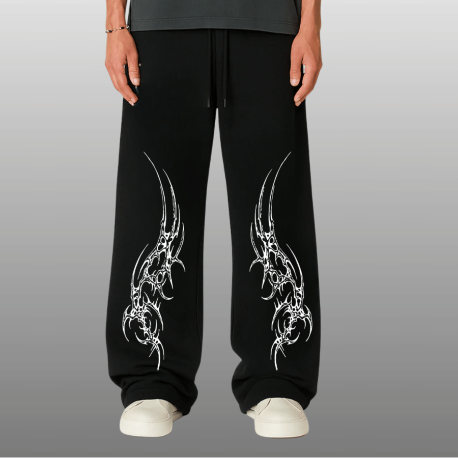 SAIYAN BLACK UNISEX STRAIGHT FIT BAGGY PANTS