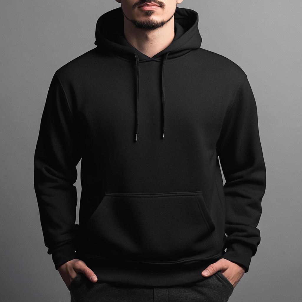 Black Plain Regular Hoodie