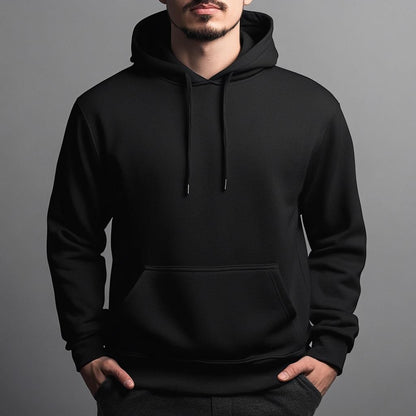 Black Plain Regular Hoodie
