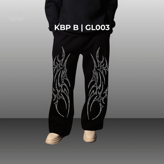 BEXOR BLACK UNISEX BOOTCUT FIT BAGGY PANTS