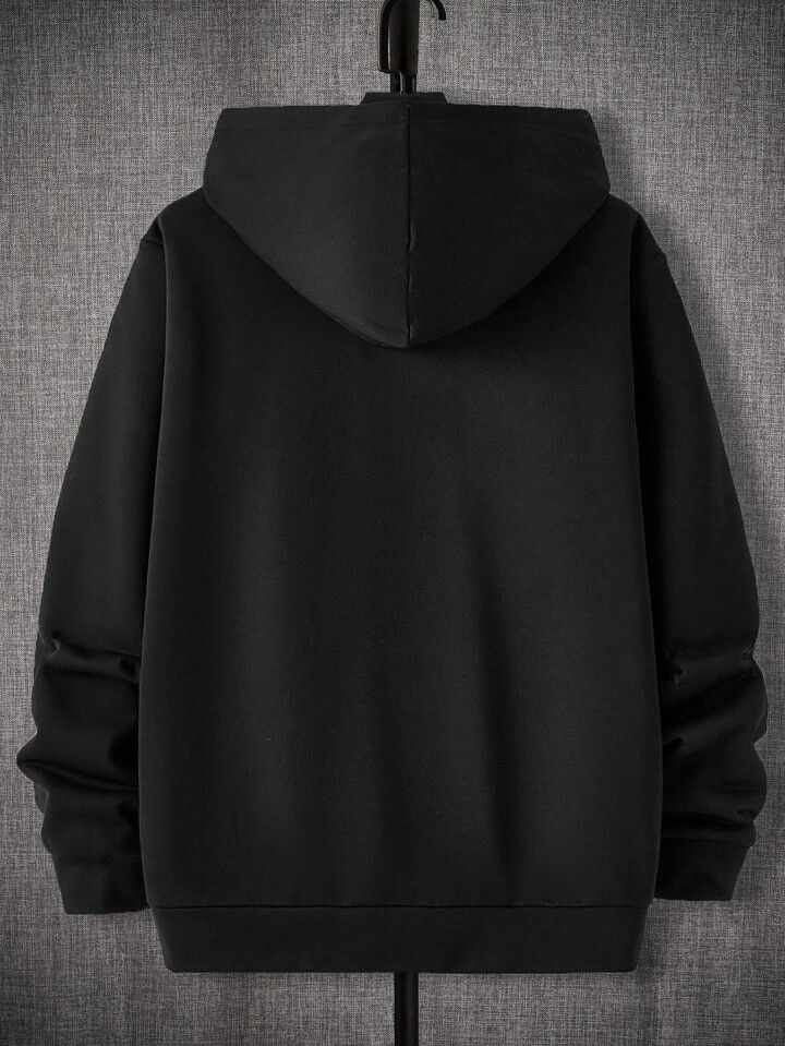 Black Plain Regular Hoodie